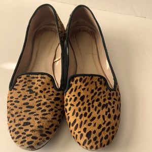 ZARA Leopard print leather flats size 7.5/ 38